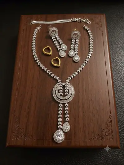 American Diamond Chandbali Drop Set