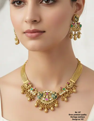 Peacock Meenakari Heritage Necklace Set