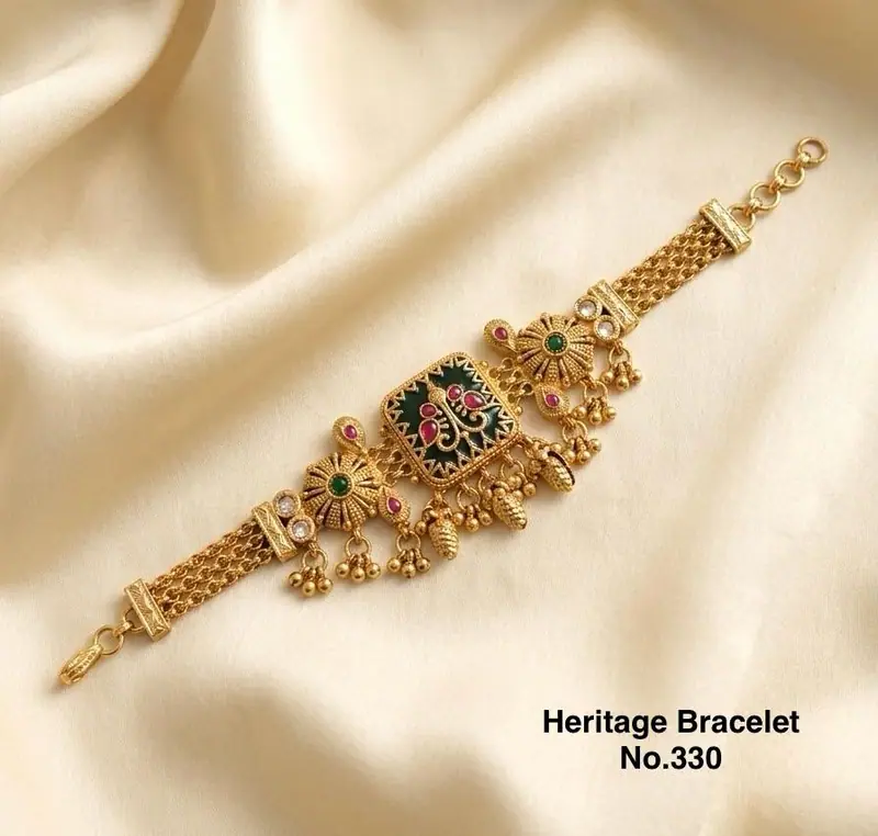 Antique Meenakari Heritage Bracelet — Antique Gold