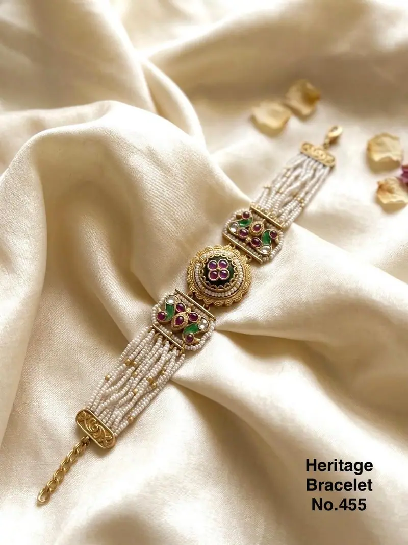 Pearl Strand Kundan Heritage Bracelet — White