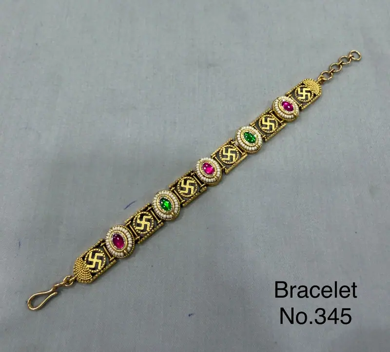 Swastik Motif Antique Bracelet — Ruby Emerald