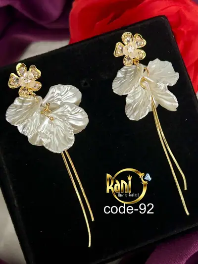 Shell Floral Long Drop Earrings