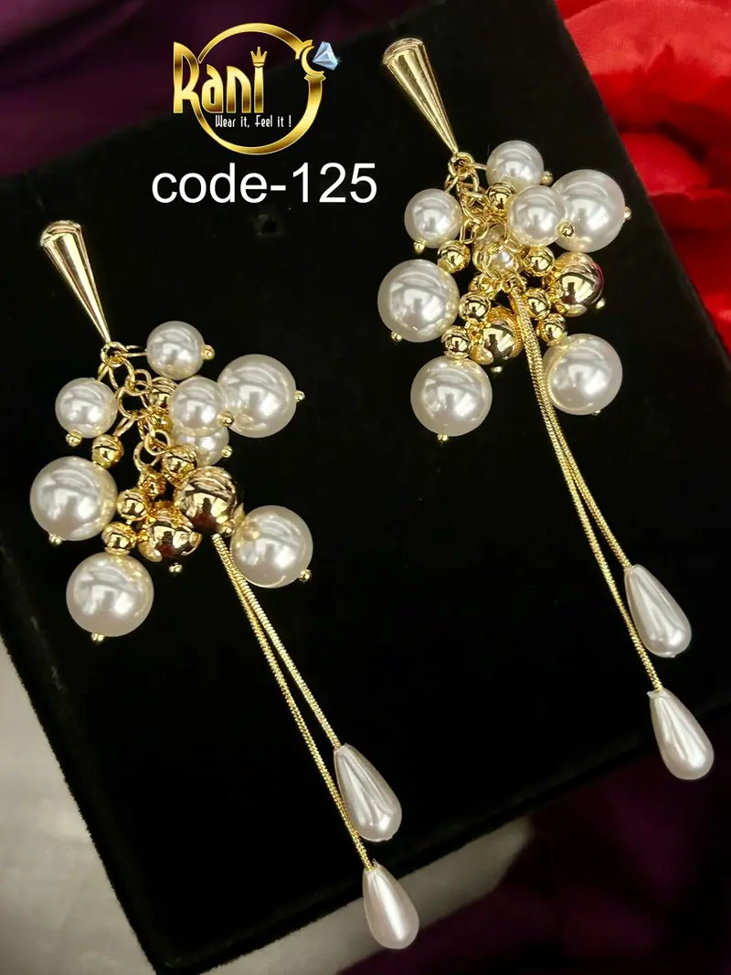 Pearl Cluster Sui Dhaga Earrings — Pearl White