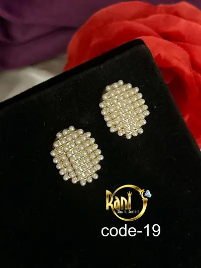 Pearl Beaded Oval Studs