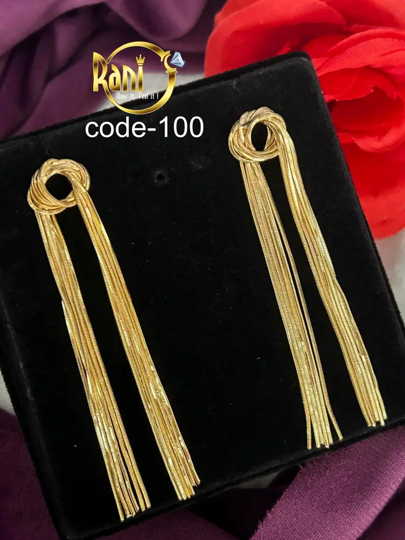 Knotted Chain Tassel Earrings — Gold