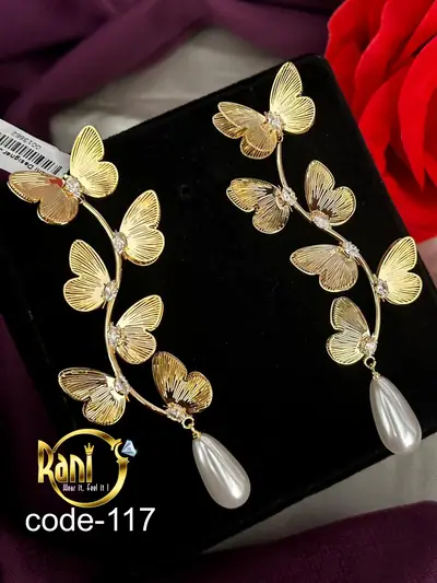 Butterfly Vine Pearl Drop Earrings