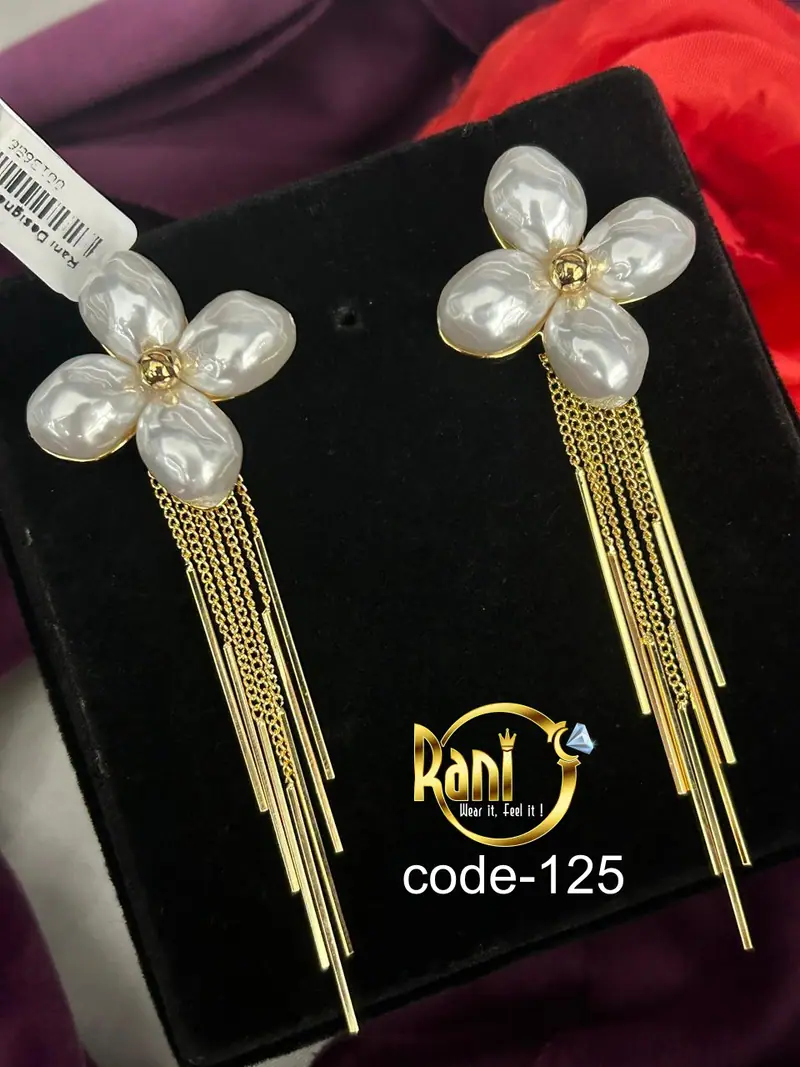 Pearl Blossom Chain Tassel Earrings — Pearl White