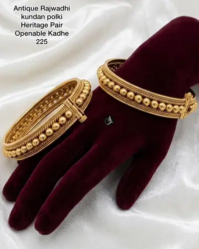Rajwadi Beaded Openable Kada Pair