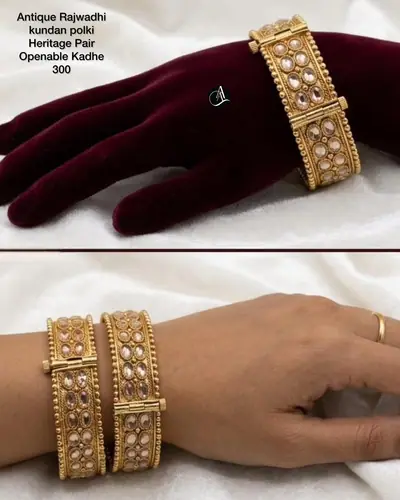 Broad Polki Openable Kada Pair
