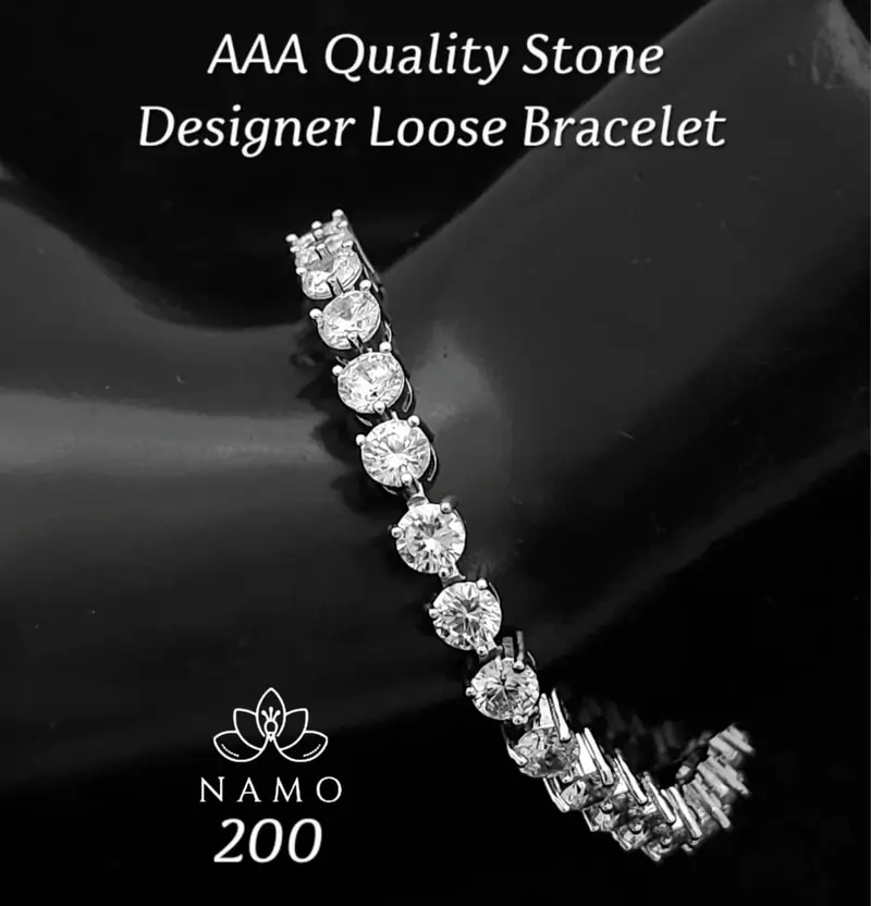Solitaire Line Loose Bracelet — Rhodium White