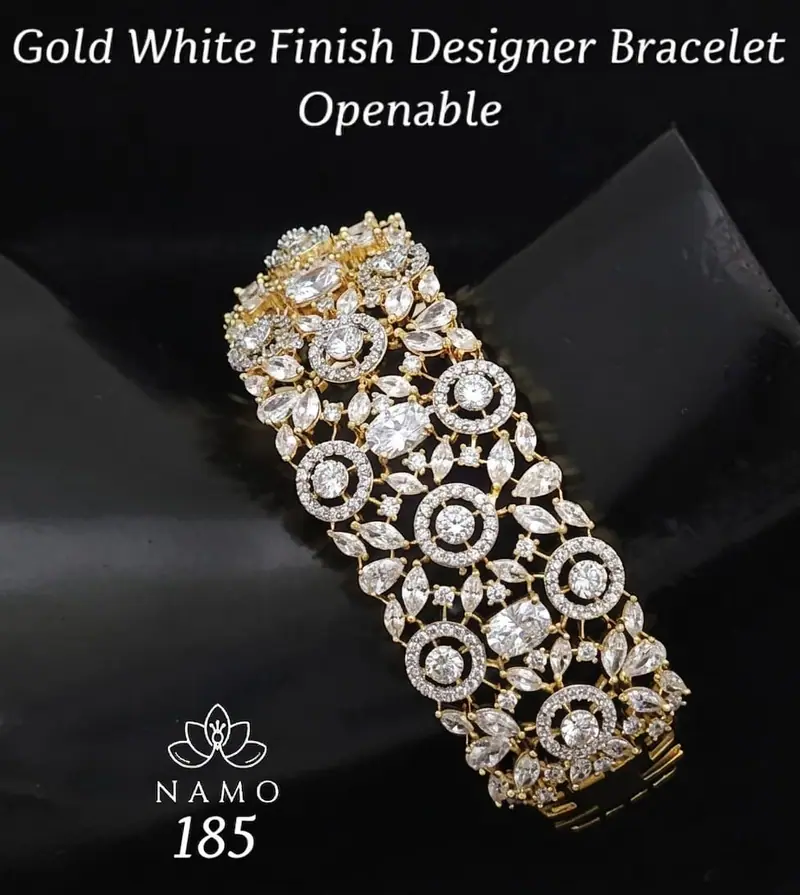 Floral Diamond Broad Openable Bracelet — Gold