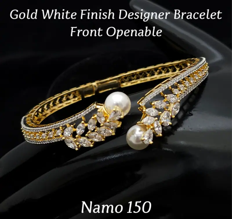 Pearl Tipped Front Openable Bracelet — Pearl White