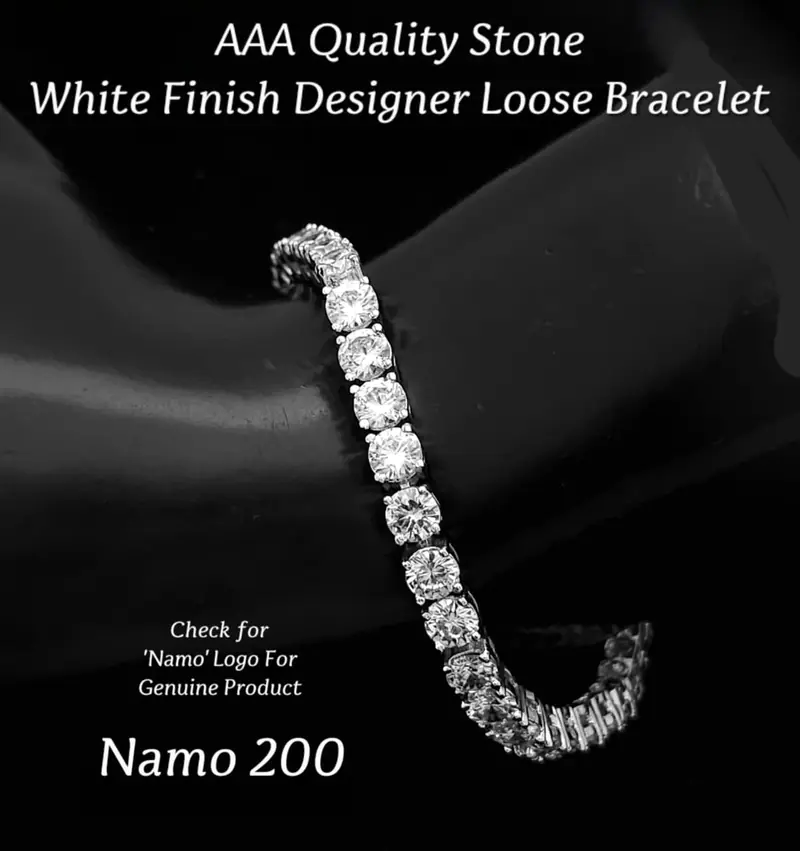 Solitaire Line Loose Bracelet — Rhodium White