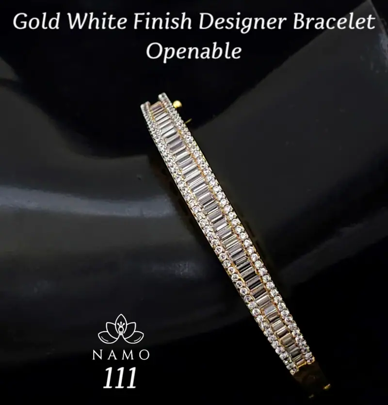 Slim AD Baguette Openable Bracelet — White