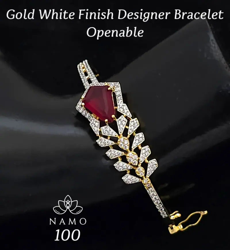 Ruby AD Leaf Openable Bracelet — Red