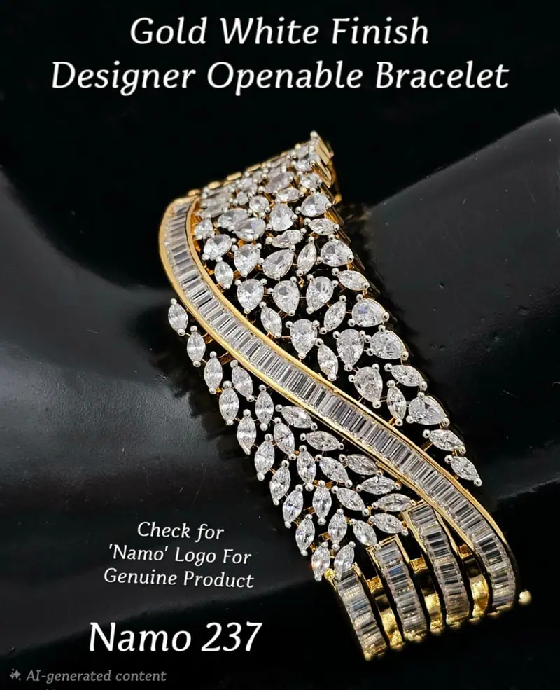 AD Marquise Broad Openable Bracelet — White