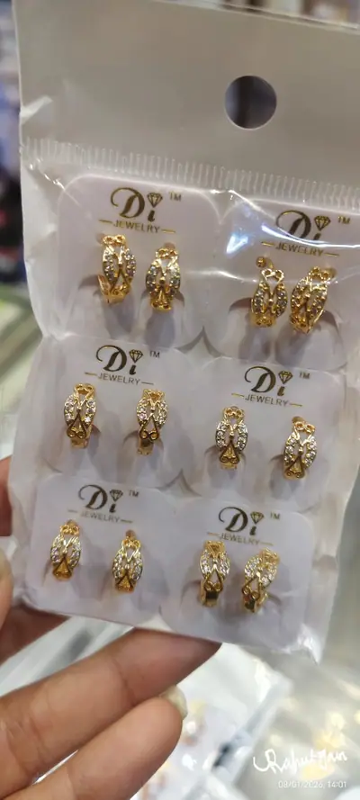 American Diamond Hoop Bali Earrings