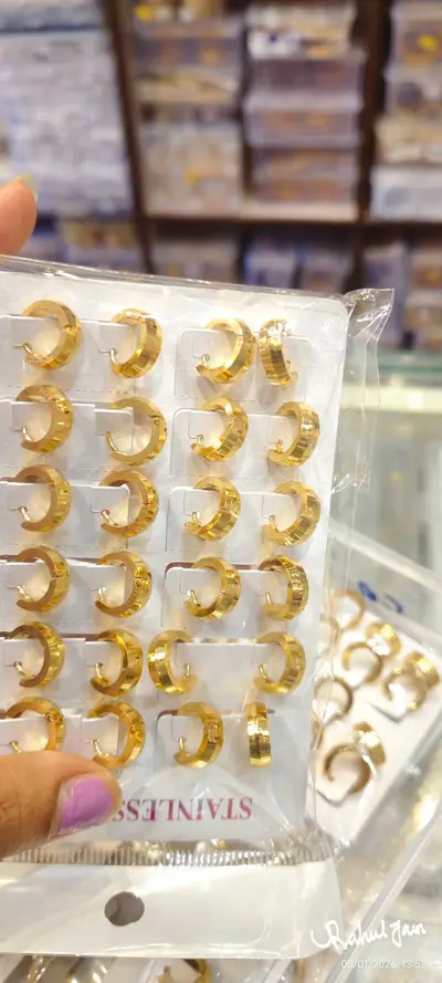 Broad Gold Huggie Bali Earrings
