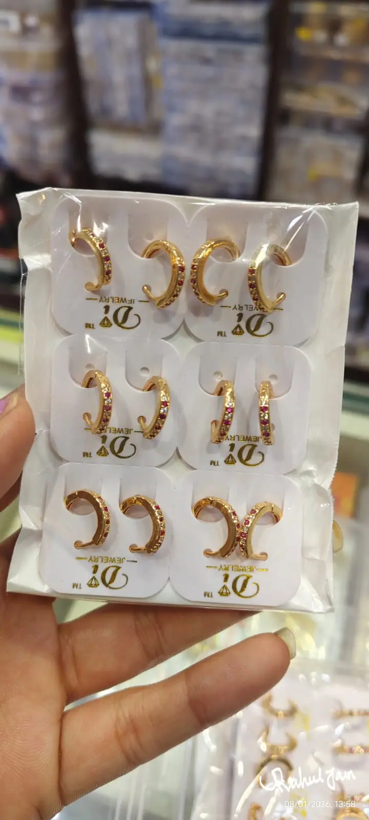 American Diamond Gold Bali Earrings — Gold