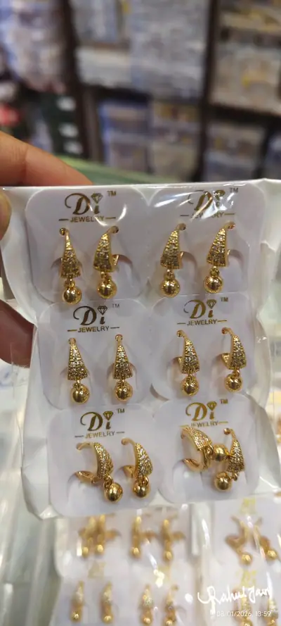 AD Studded Drop Bali Earrings