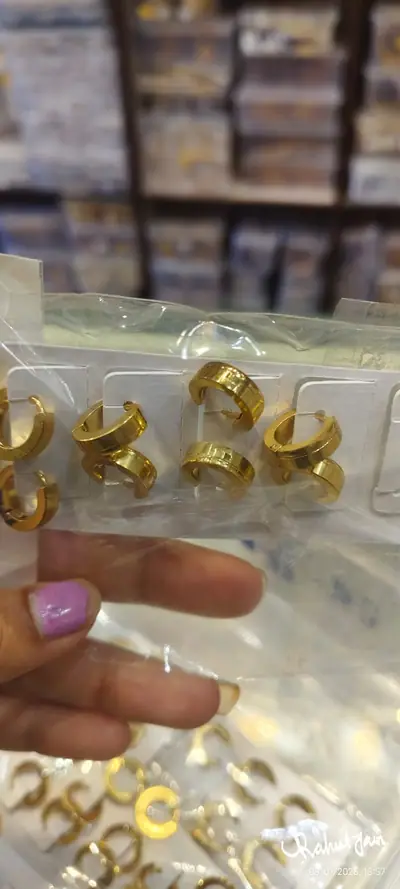 Glossy Gold Huggie Bali Earrings