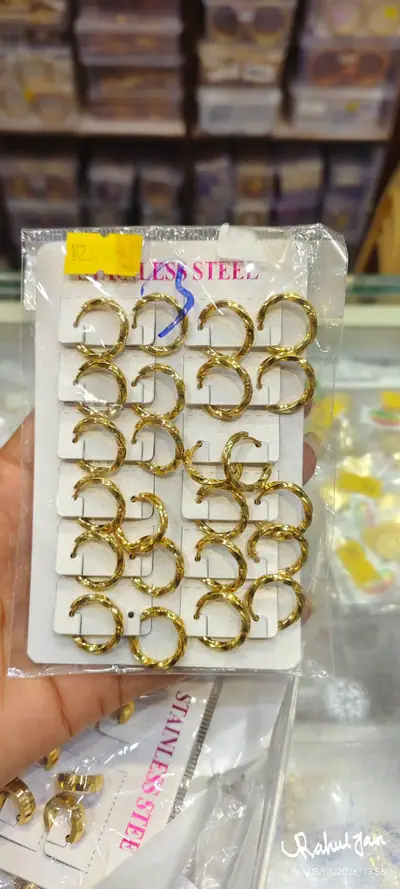 Stainless Steel Hoop Bali Earrings