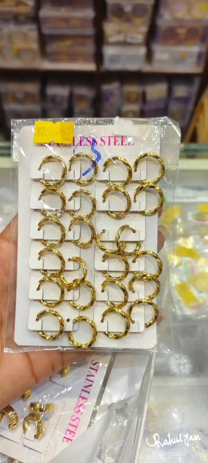 Stainless Steel Hoop Bali Earrings — Gold