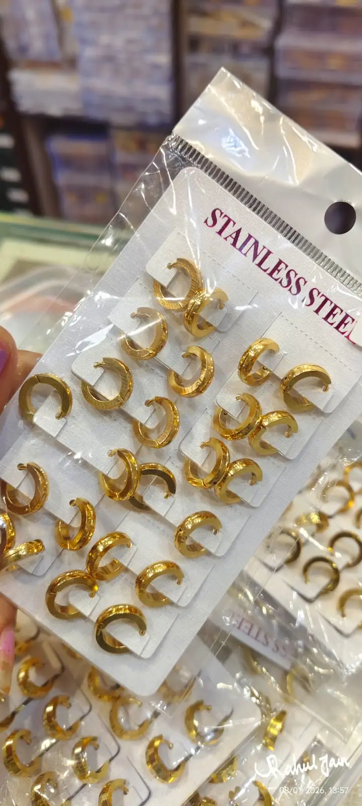 Stainless Steel Bali Hoops — Gold