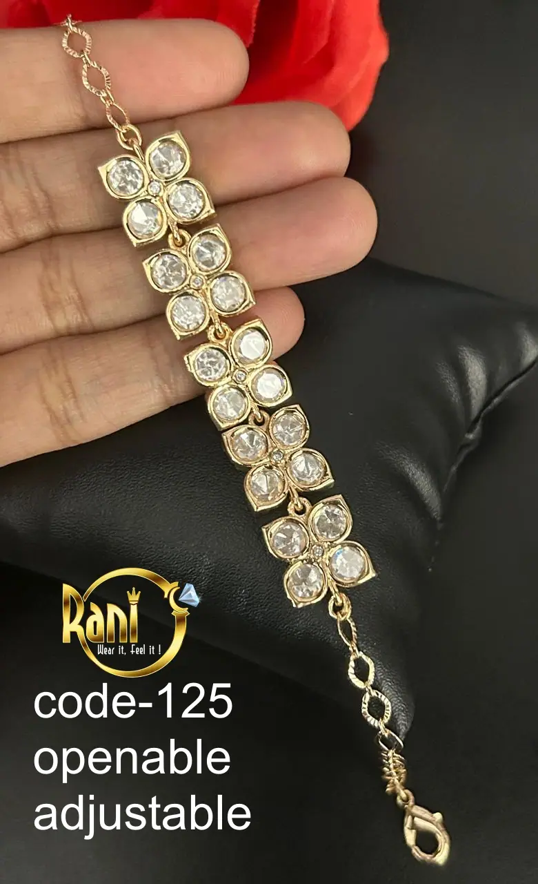 Polki Broad Adjustable Bracelet — White