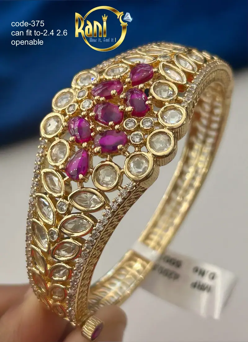 Broad Polki Cluster Kada — Ruby Red