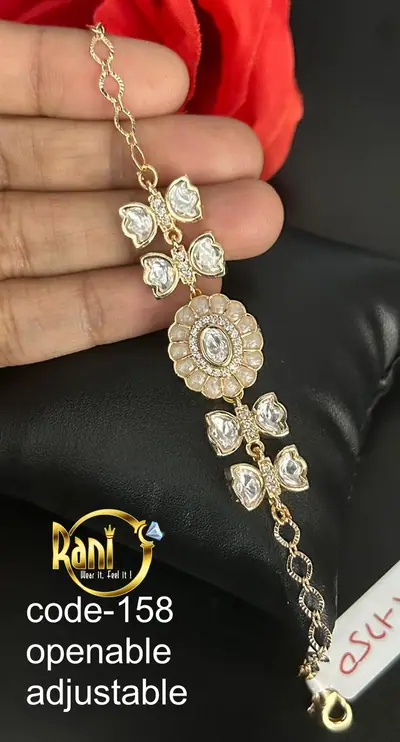Polki Floral Adjustable Bracelet