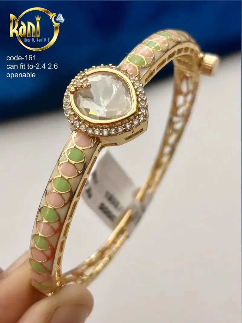 Pastel Meenakari Polki Kada — Pastel Multicolour