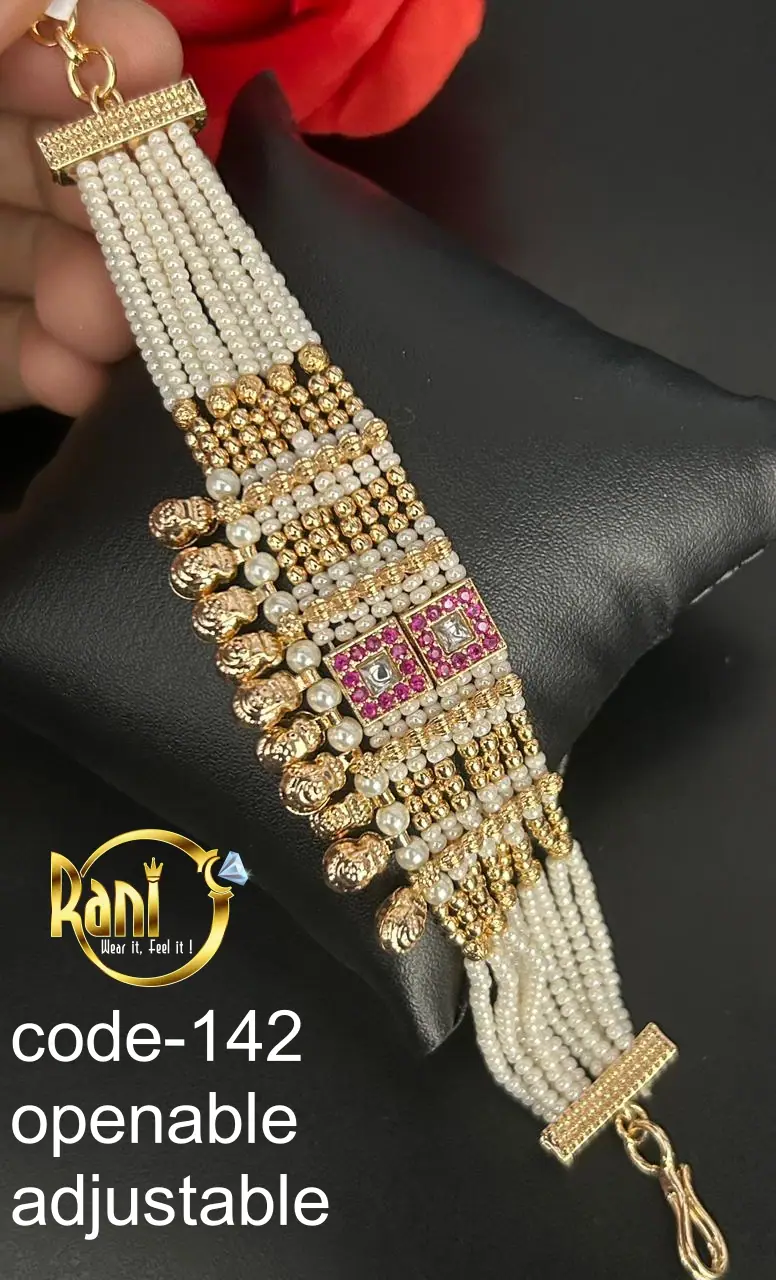 Antique Pearl Strand Adjustable Bracelet — Antique Gold