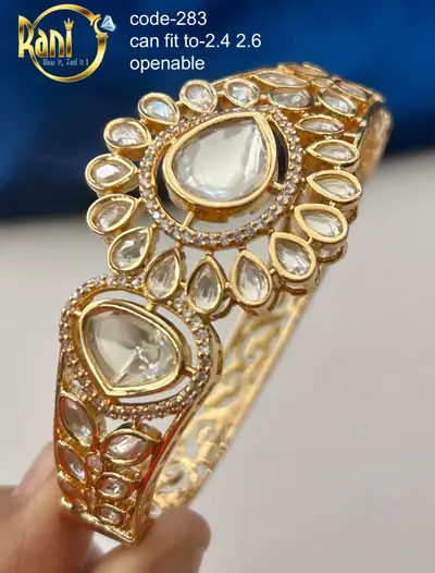 Polki Solitaire Broad Openable Kada